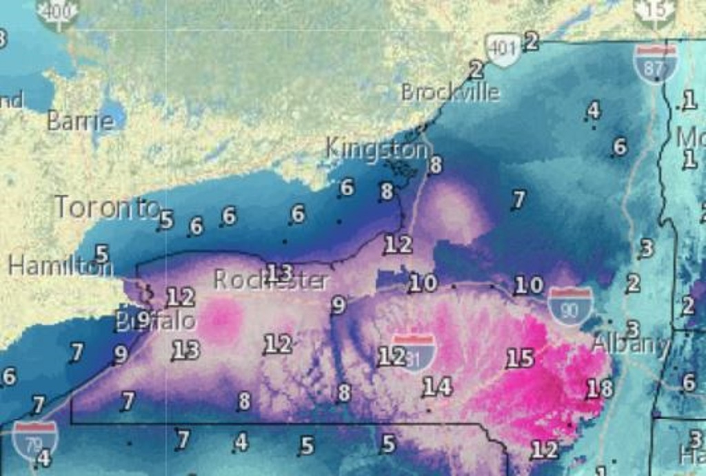Winter storm warning for Upstate NY A foot of snow, 45 mph winds